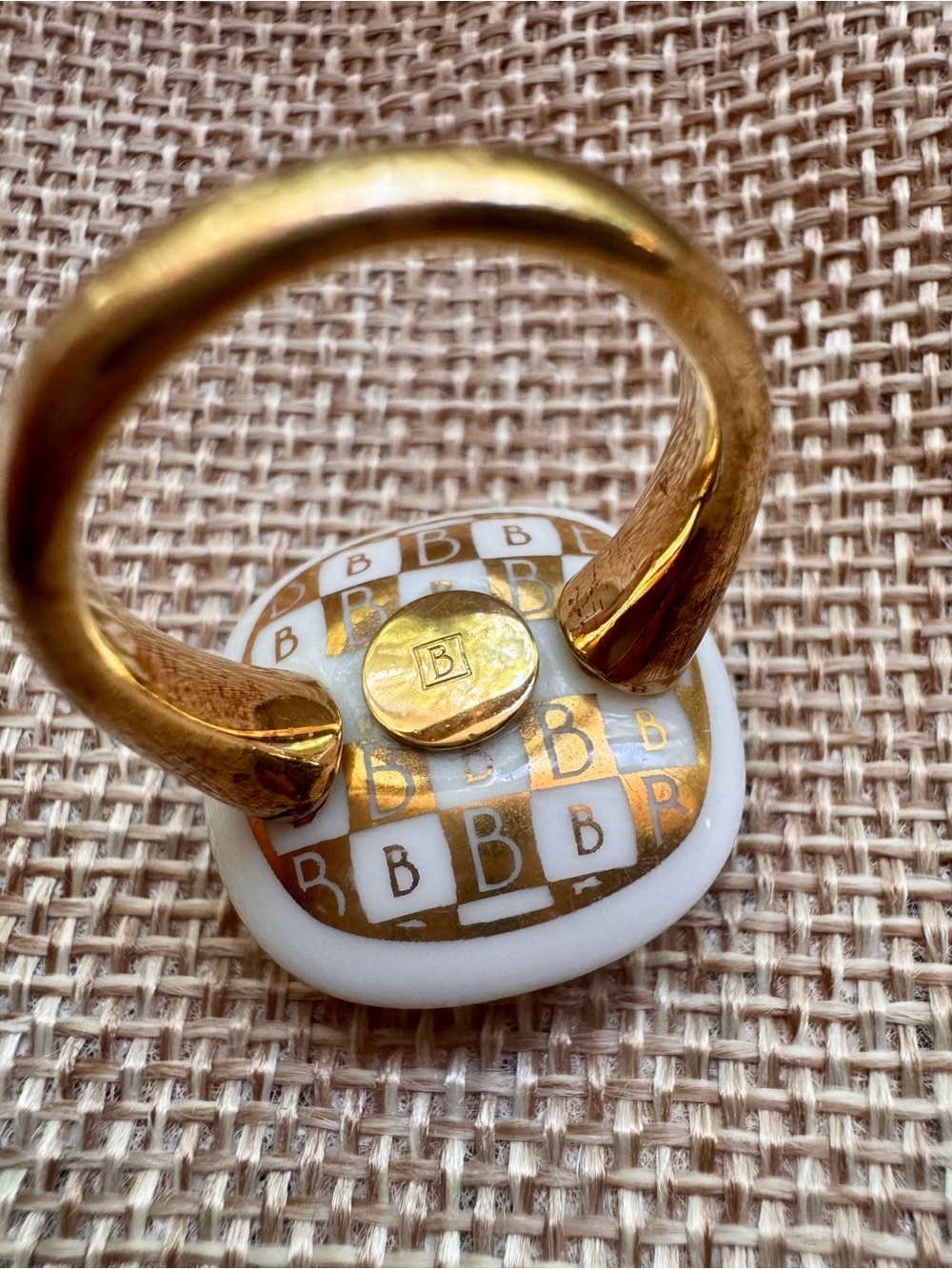 Bernardaud Porcelain Gold-Tone Ring with Floral Accents - Picture 4 of 7